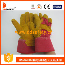 Cow Split Leather Glove Cotton Back Safety Glove Dlc225